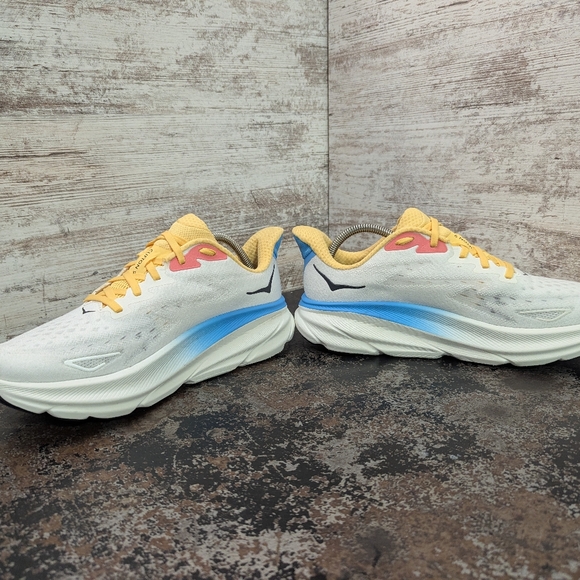 Womens Hoka One One Clifton 9 Running Shoes Sz 10 Used VGC White Mesh - Picture 6 of 10